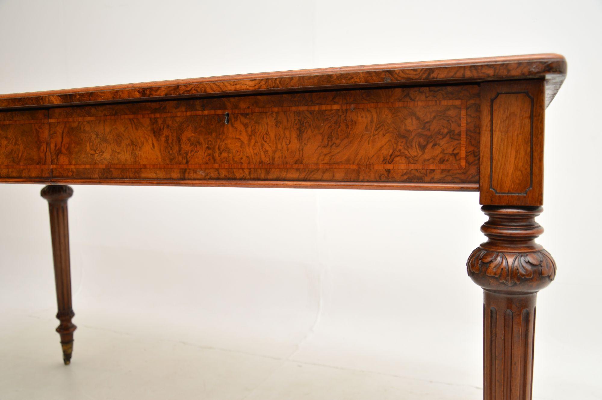 Antique Victorian Burr Walnut Writing Table by Holland & Sons 4