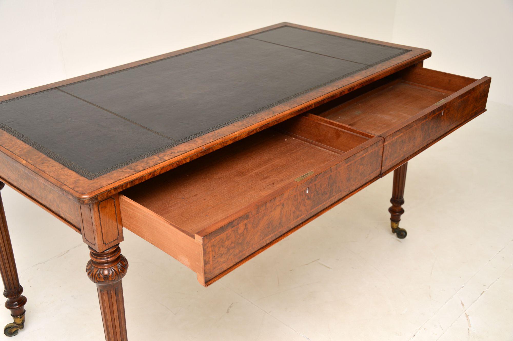 Antique Victorian Burr Walnut Writing Table by Holland & Sons 6