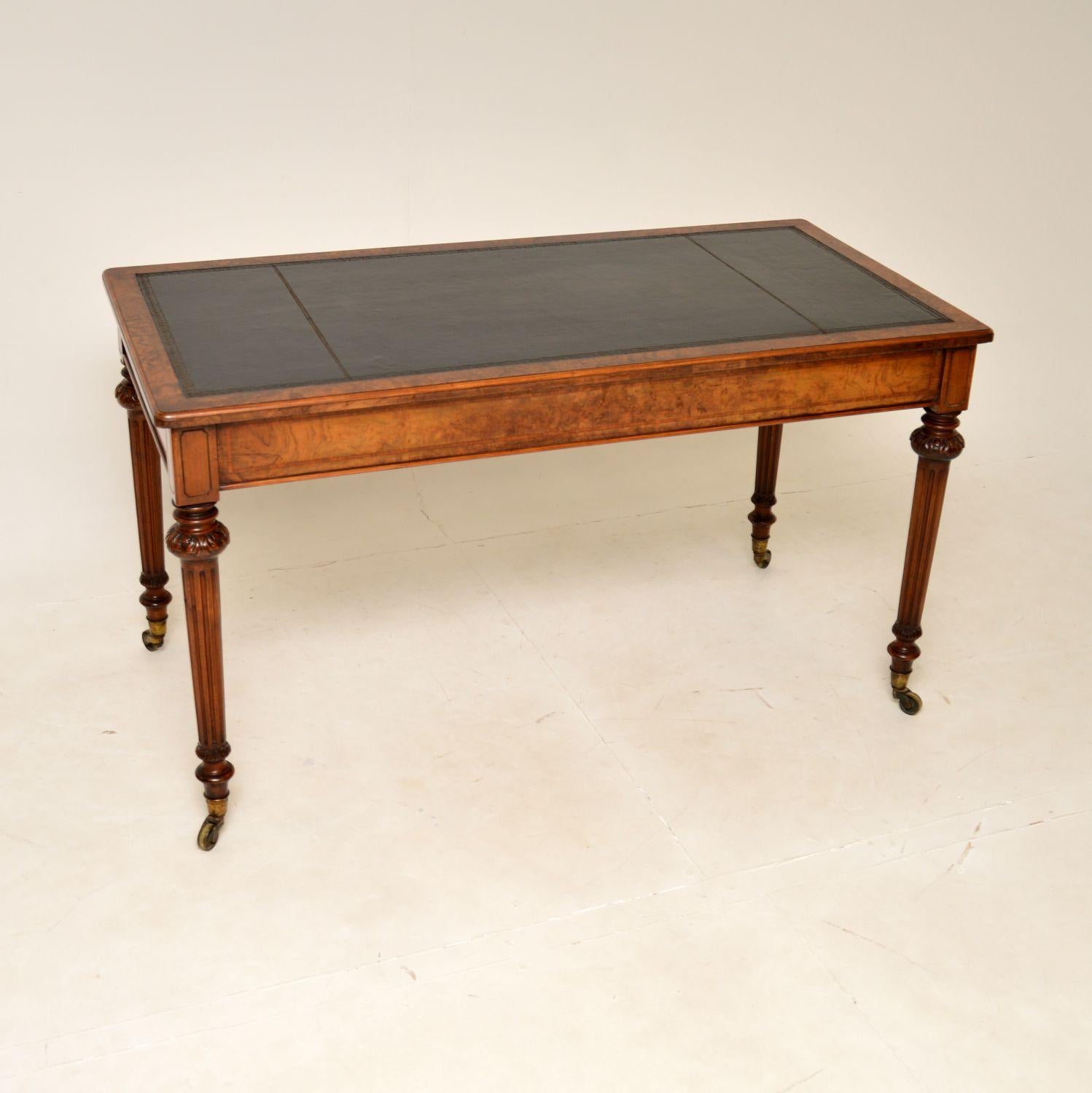 Antique Victorian Burr Walnut Writing Table by Holland & Sons In Good Condition In London, GB