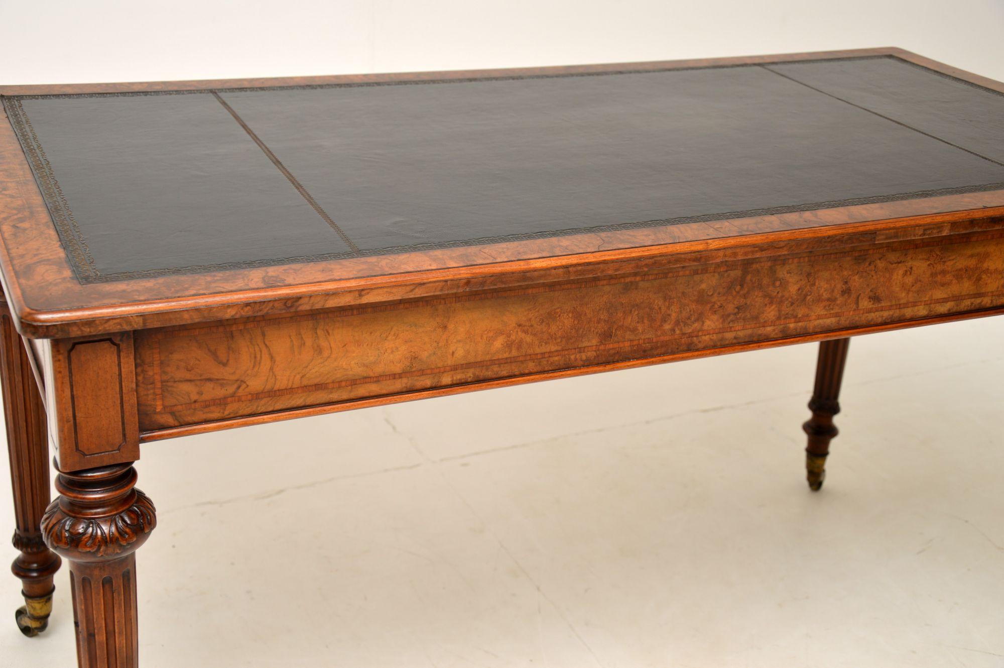 Antique Victorian Burr Walnut Writing Table by Holland & Sons 3