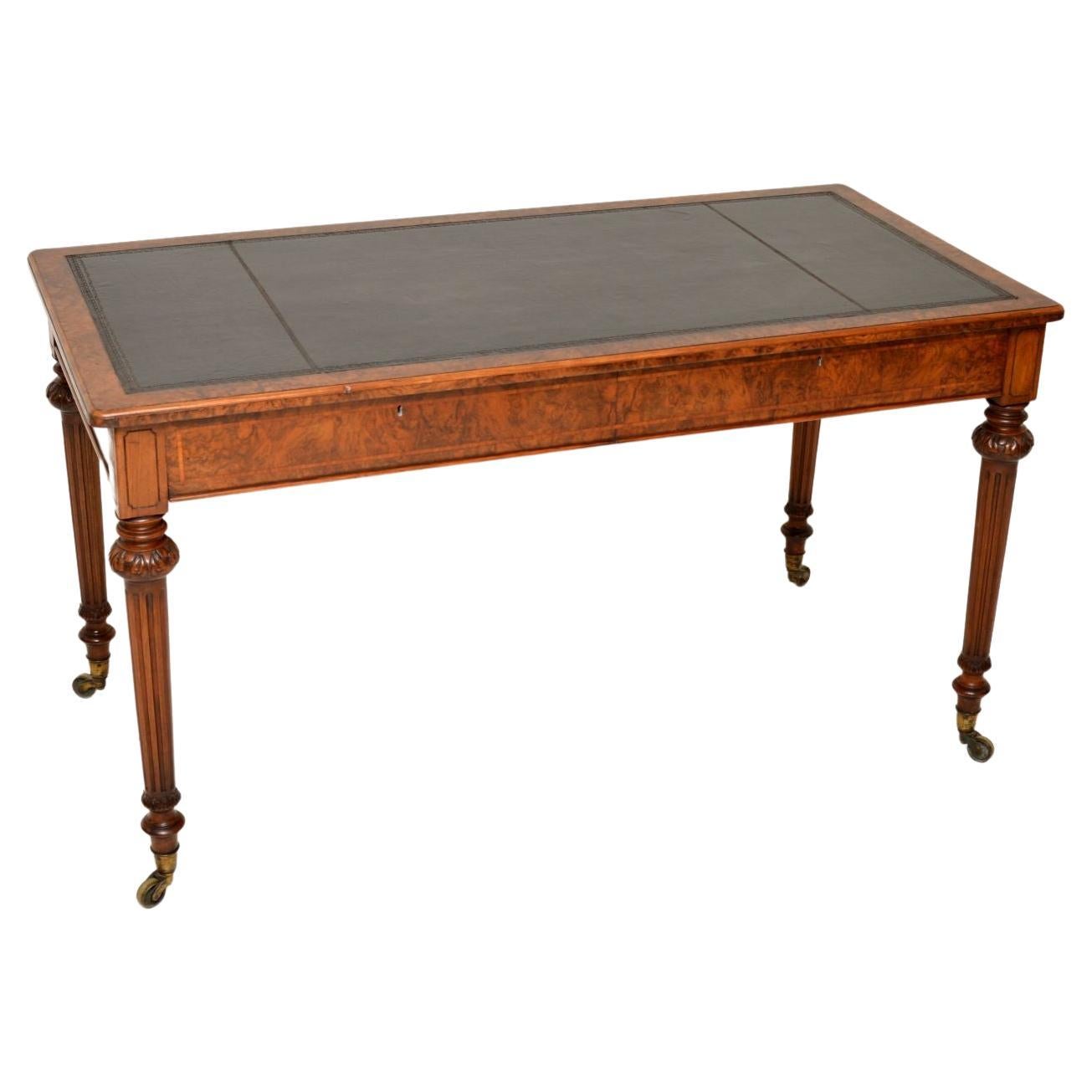 Antique Victorian Burr Walnut Writing Table by Holland & Sons