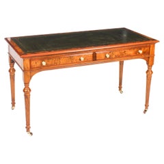 Ancienne table à écrire victorienne en ronce de noyer Bureau 19ème siècle