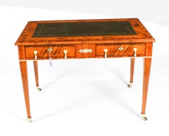 Antique Victorian Burr Walnut Writing Table Desk Bureau Plat 19th Century