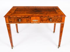 Antique Victorian Burr Walnut Writing Table Desk Bureau Plat 19th Century