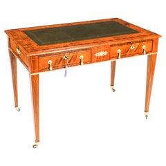 Antique Victorian Burr Walnut Writing Table Desk Bureau Plat 19th Century