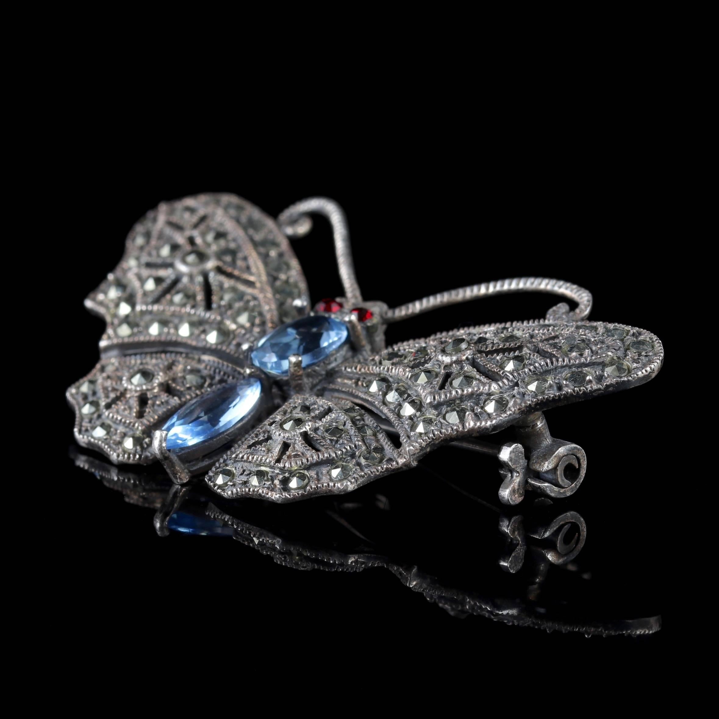 Women's Antique Victorian Butterfly Brooch Marcasite Paste, circa 1900