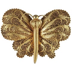 Antique Victorian Butterfly Brooch Silver 18 Carat Gold, circa 1900
