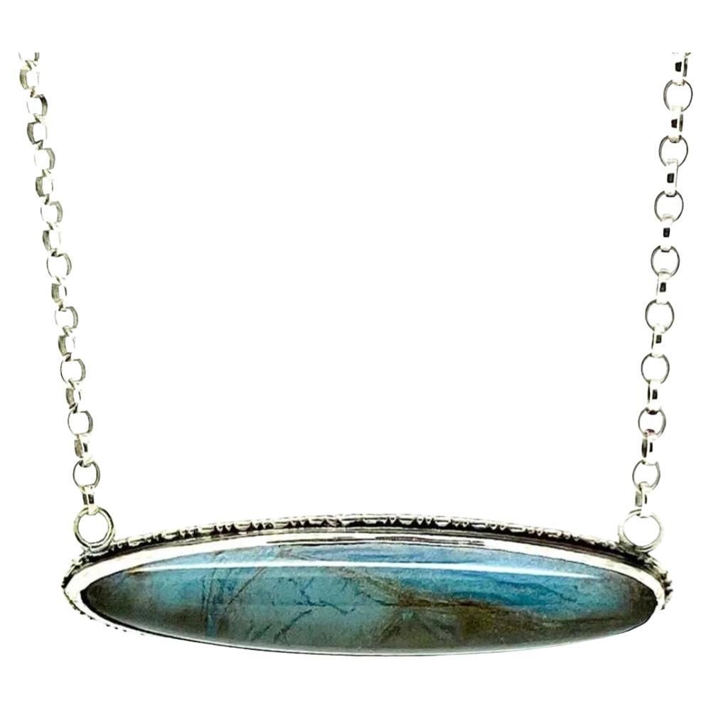 Antique Victorian Butterfly Wing Sterling Silver Pendant Necklace