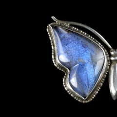 Antique Victorian Butterfly Winged Brooch Silver, circa 1900