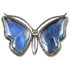 Antique Victorian Butterfly Winged Brooch Silver, circa 1900