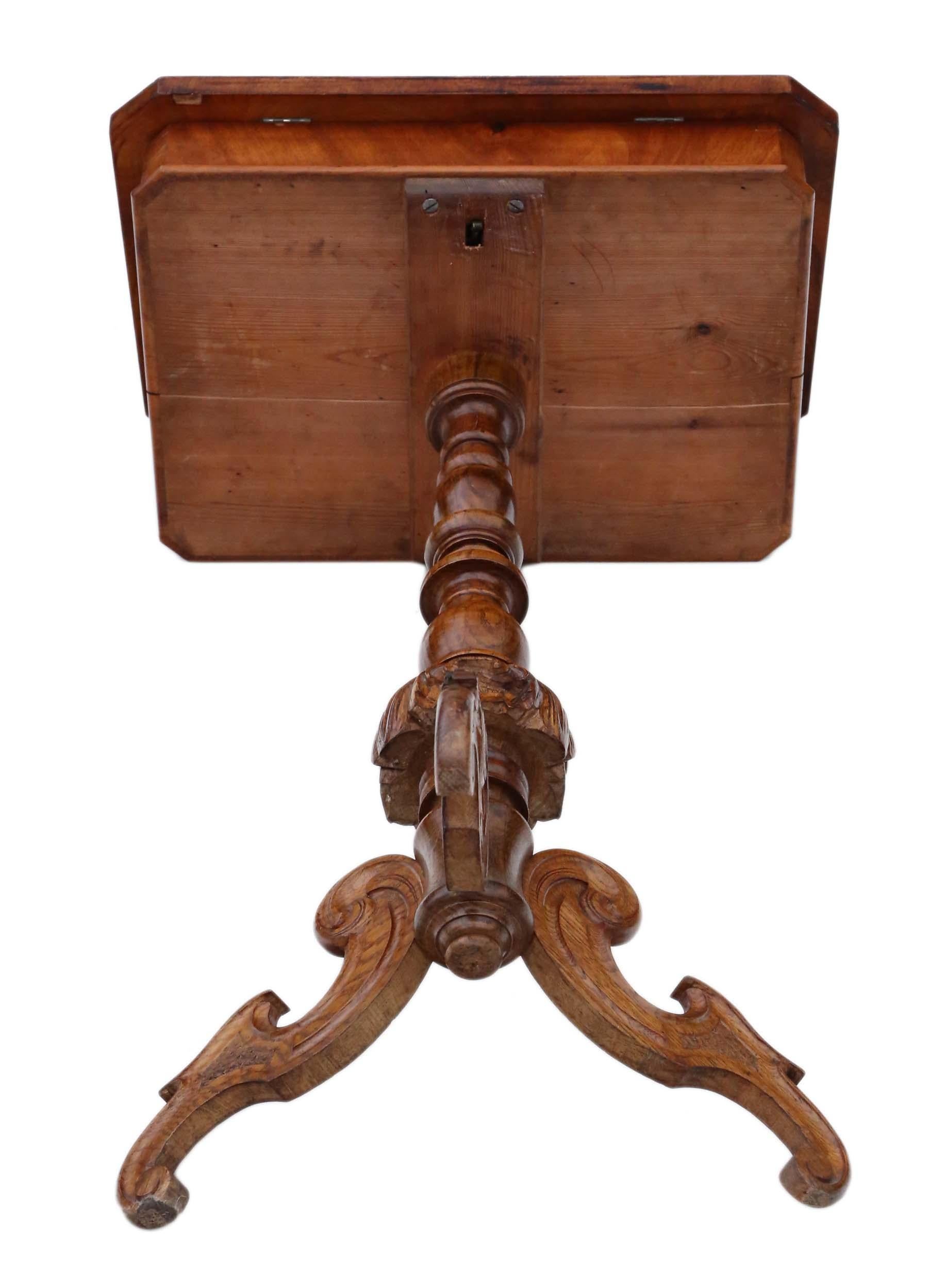 Antique Victorian circa 1860 Burr Walnut Work Side Sewing Table Box 3