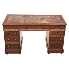 Antique Victorian c.1860 Mahogany Twin Pedestal Writing Desk – Quality Furniture