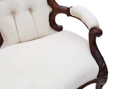 Antique Victorian C1860 Walnut Chaise Longue or Conversation Sofa