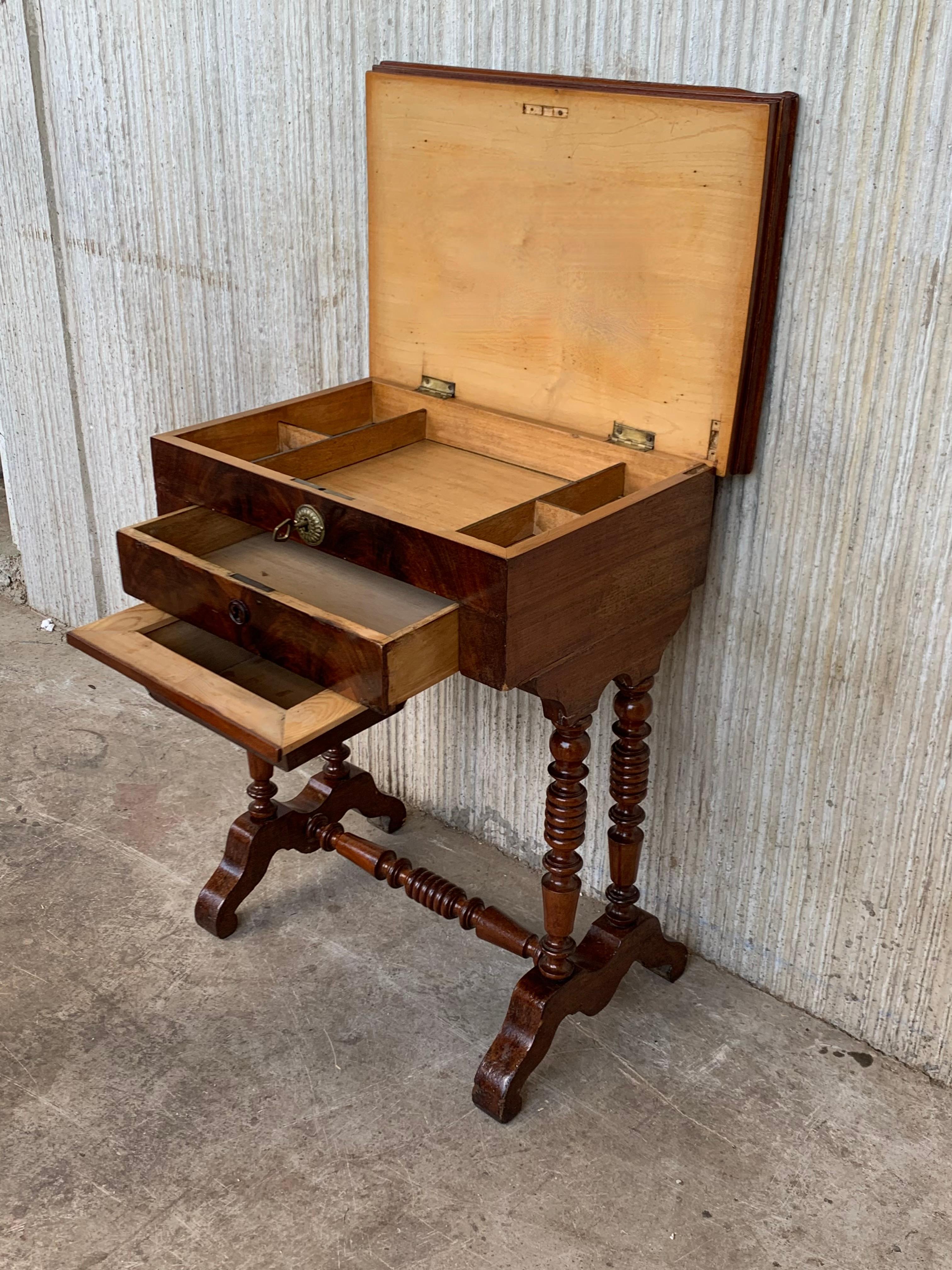 Antique Victorian C1880 Inlaid Burl Walnut Amboyna Work Side Sewing Table Box For Sale 3
