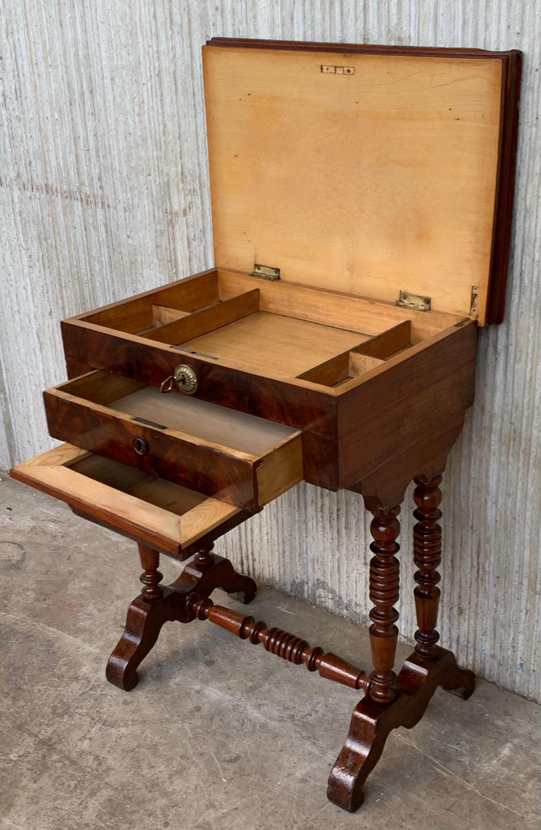 Antique Victorian C1880 Inlaid Burl Walnut Amboyna Work Side Sewing Table Box For Sale 4