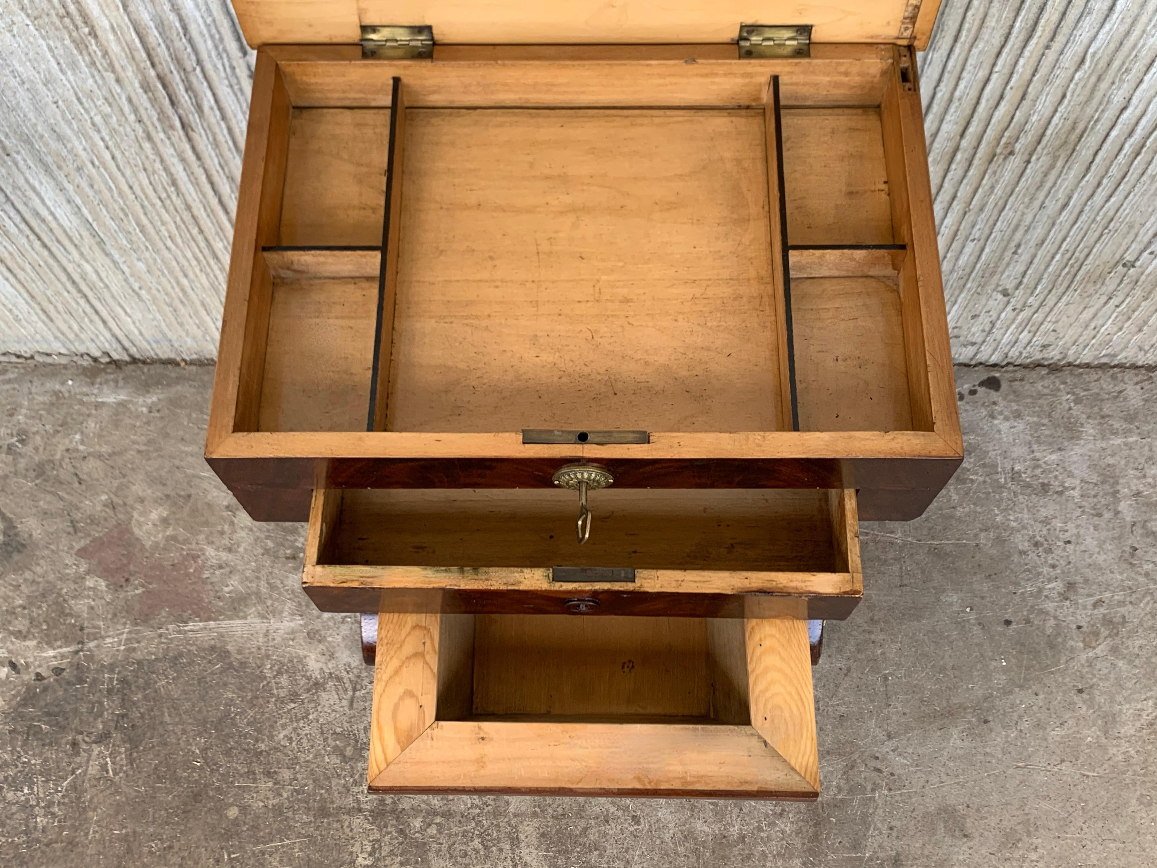 Antique Victorian C1880 Inlaid Burl Walnut Amboyna Work Side Sewing Table Box For Sale 6