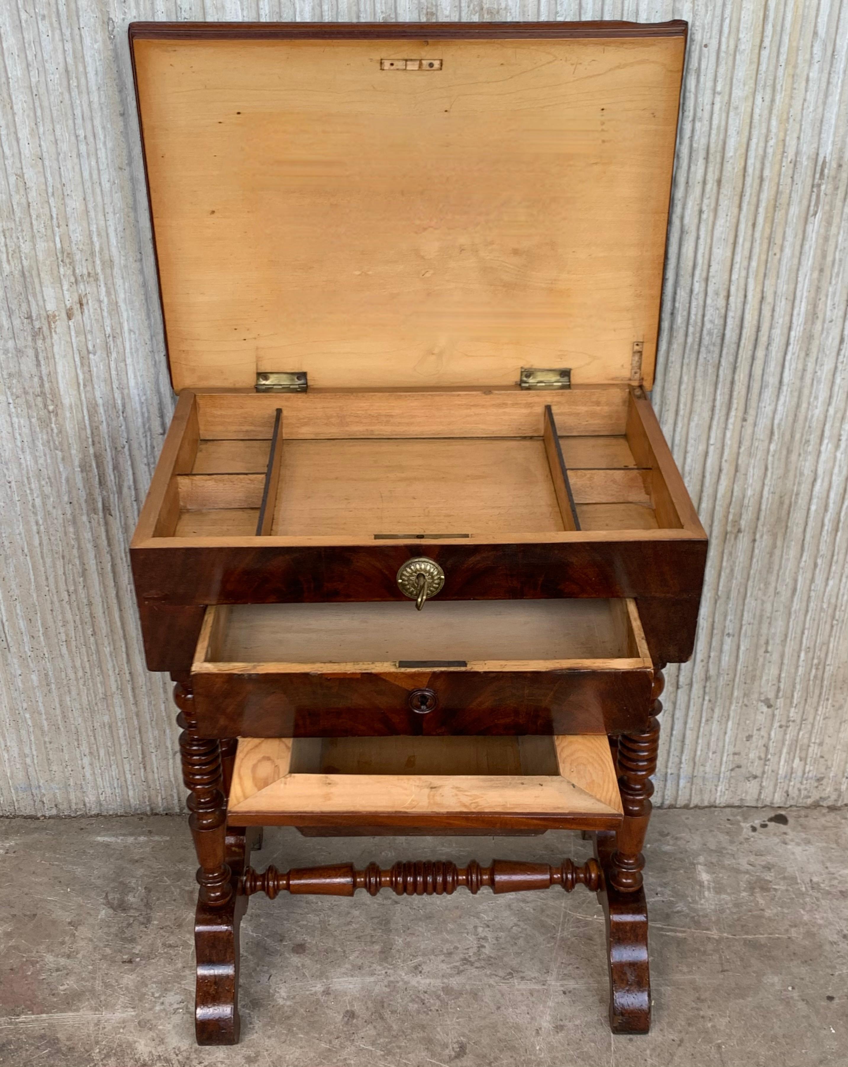 Antique Victorian C1880 Inlaid Burl Walnut Amboyna Work Side Sewing Table Box For Sale 2