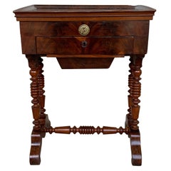 Antique Victorian C1880 Inlaid Burl Walnut Amboyna Work Side Sewing Table Box