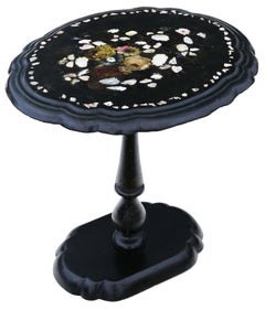 Antique Victorian C1880 Inlaid Papier Mache Supper Table Black Lacquer