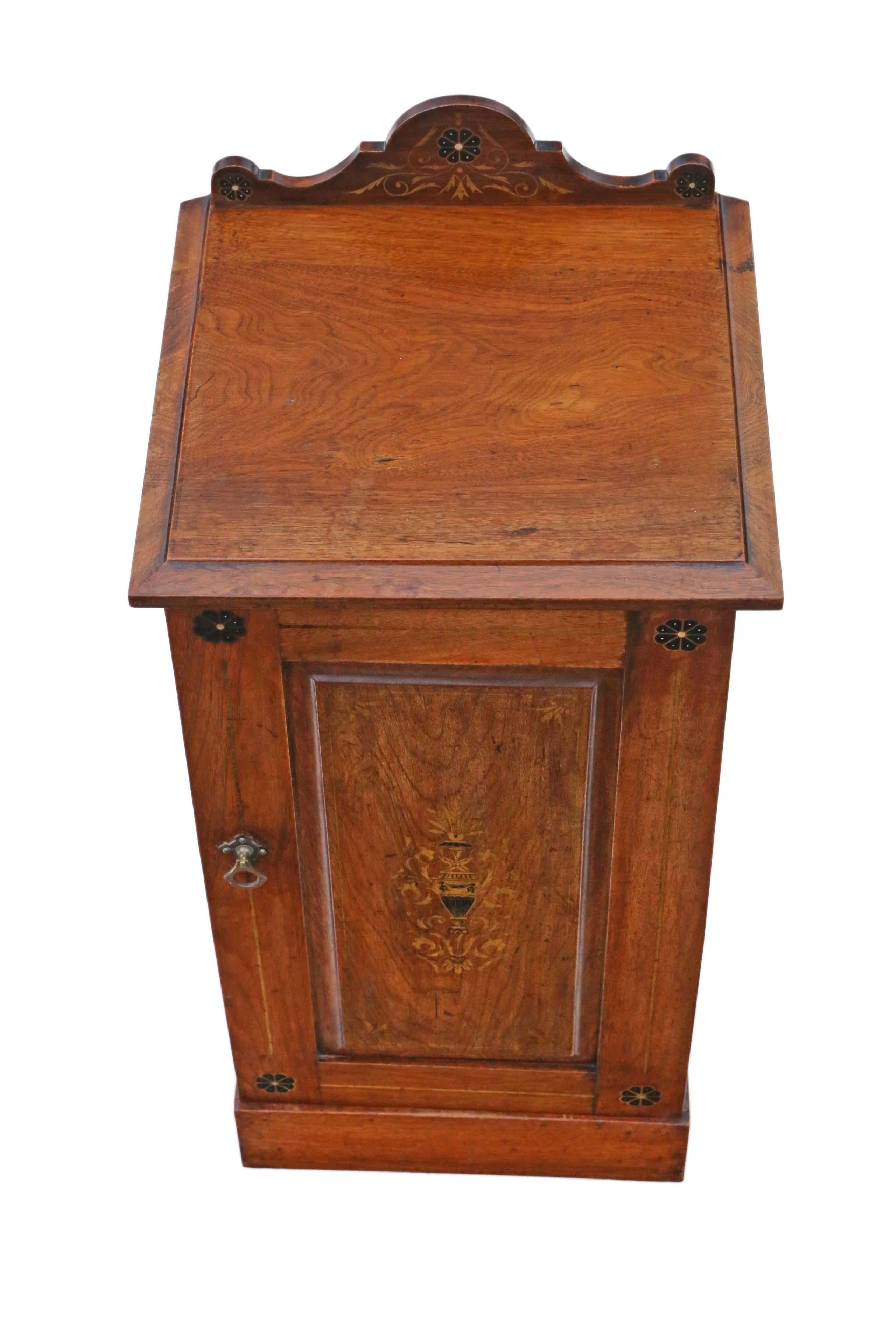 Antique Victorian C 1895 Decorated Ash Bedside Table Cupboard In Good Condition In Wisbech, Cambridgeshire