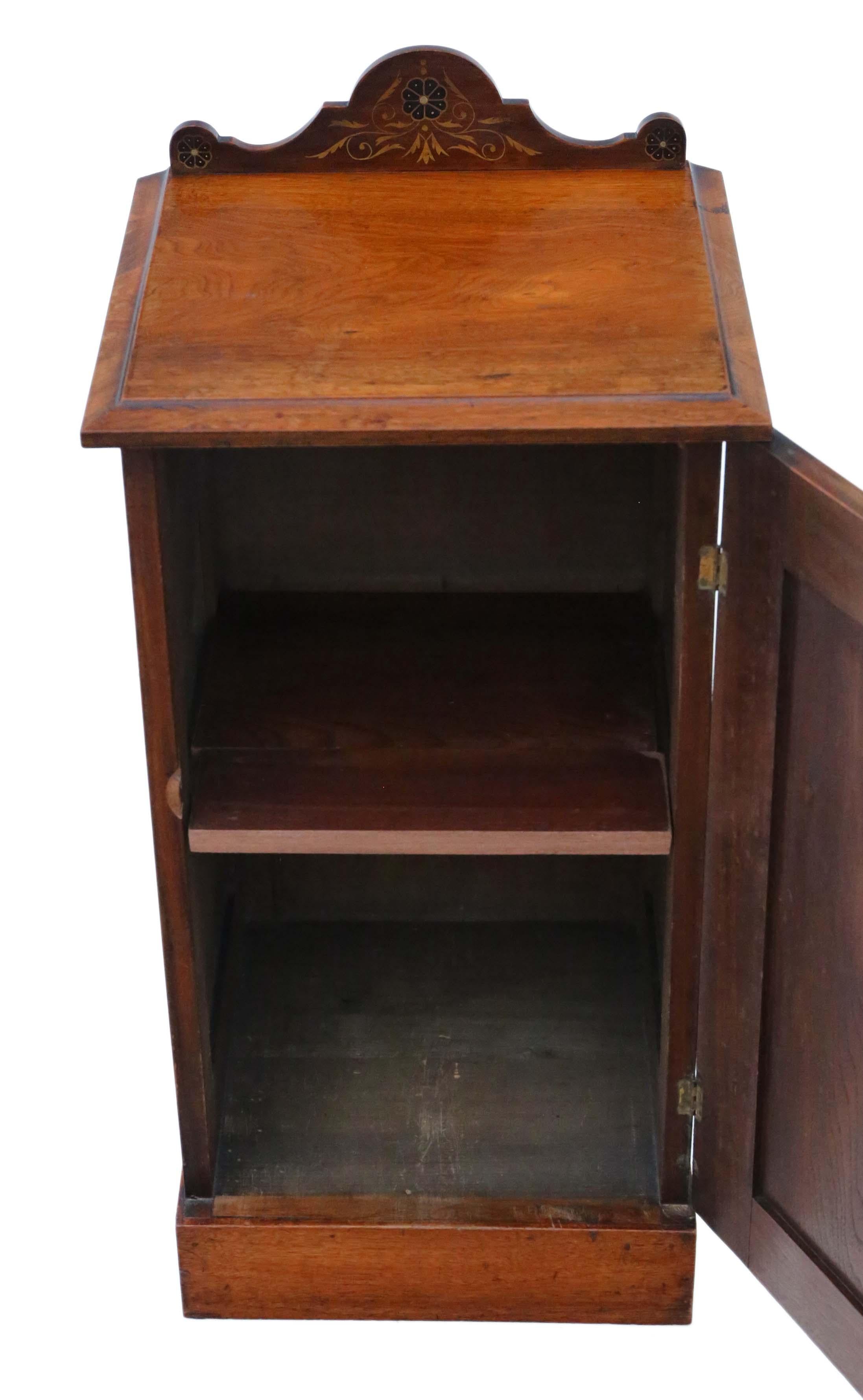 Late 19th Century Antique Victorian C 1895 Decorated Ash Bedside Table Cupboard