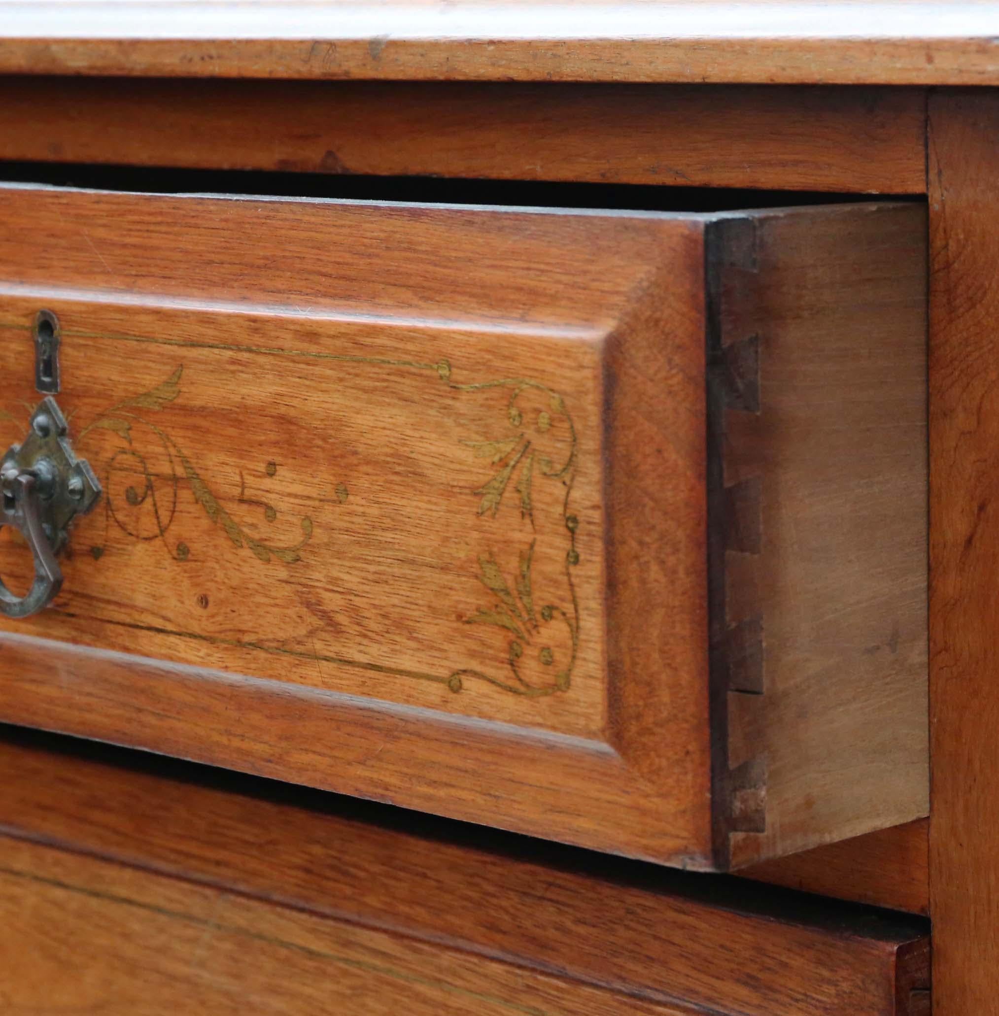 Antique Victorian C 1895 Decorated Ash Chest of Drawers 4