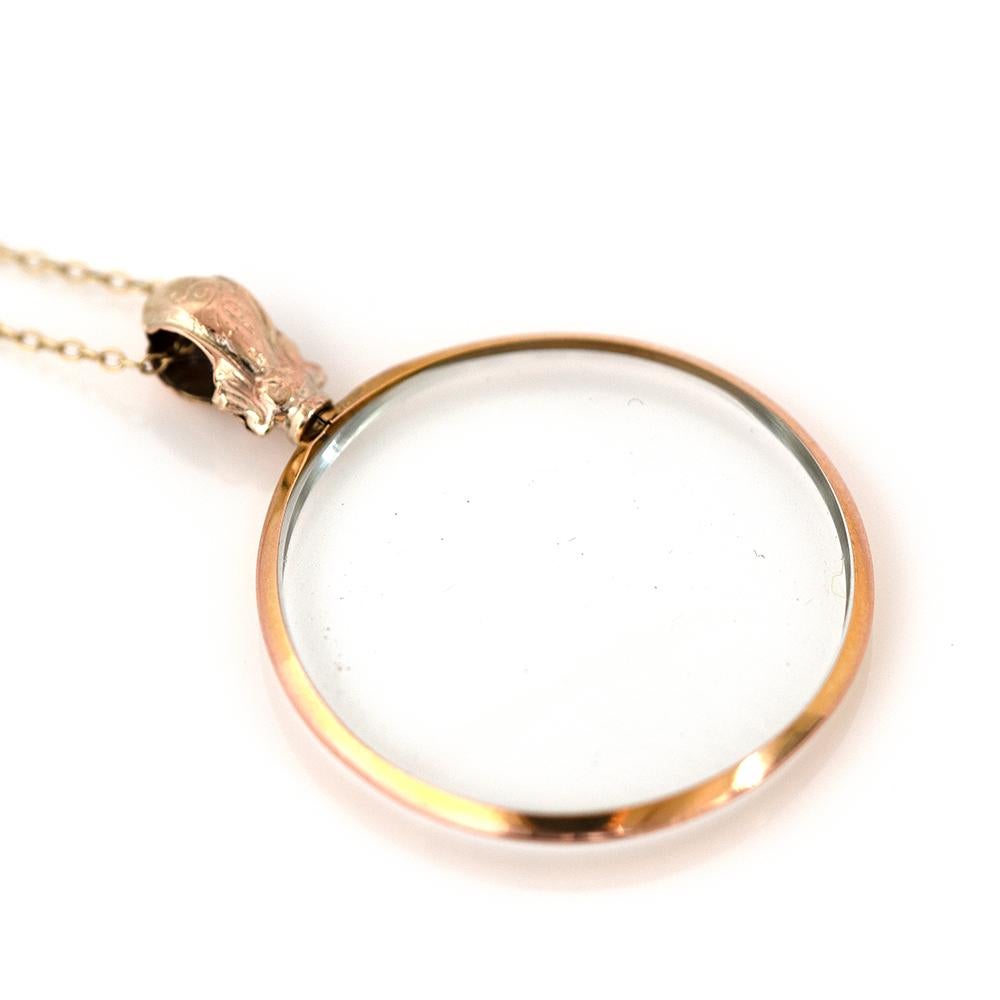 Collier de médaillon en verre ancien, victorien, c.1900s, en or 9ct Bon état - En vente à London, GB