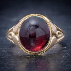 Antique Victorian Cabochon Garnet 15 Carat Gold, Dated 1868 Ring