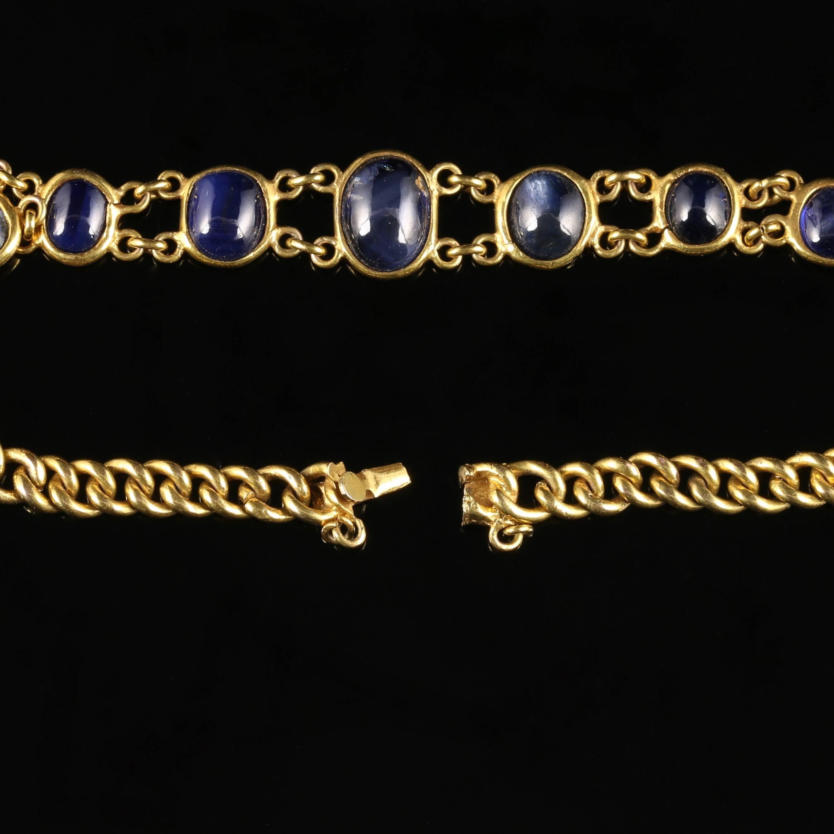 Women's Antique Victorian Cabochon Sapphire Bracelet 18 Carat Gold