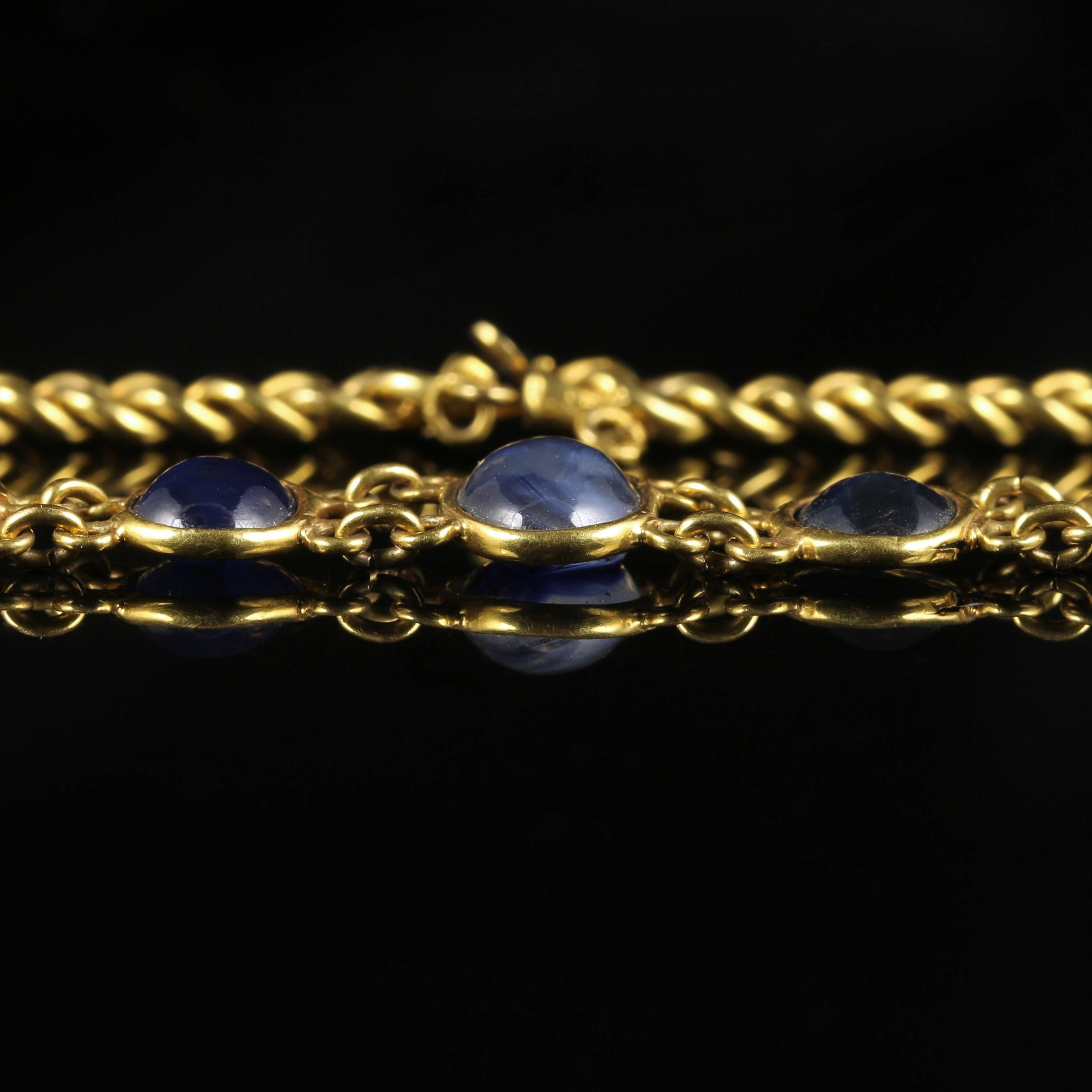 Antique Victorian Cabochon Sapphire Bracelet 18 Carat Gold 1