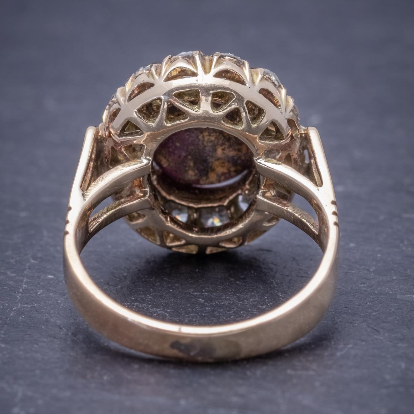 Women's Antique Victorian Cabochon Star Ruby Diamond 3 Carat Ruby circa 1880 Ring For Sale
