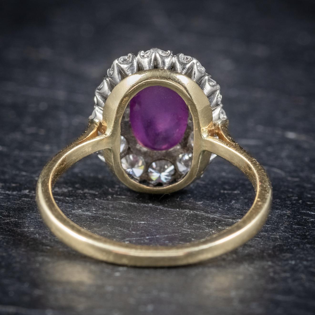 Antique Victorian Cabochon Star Ruby Diamond, circa 1900 Ring For Sale 1