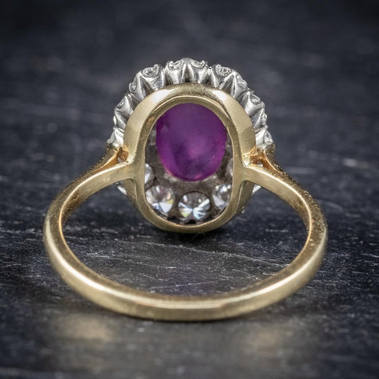 Antique Victorian Cabochon Star Ruby Diamond, circa 1900 Ring For Sale