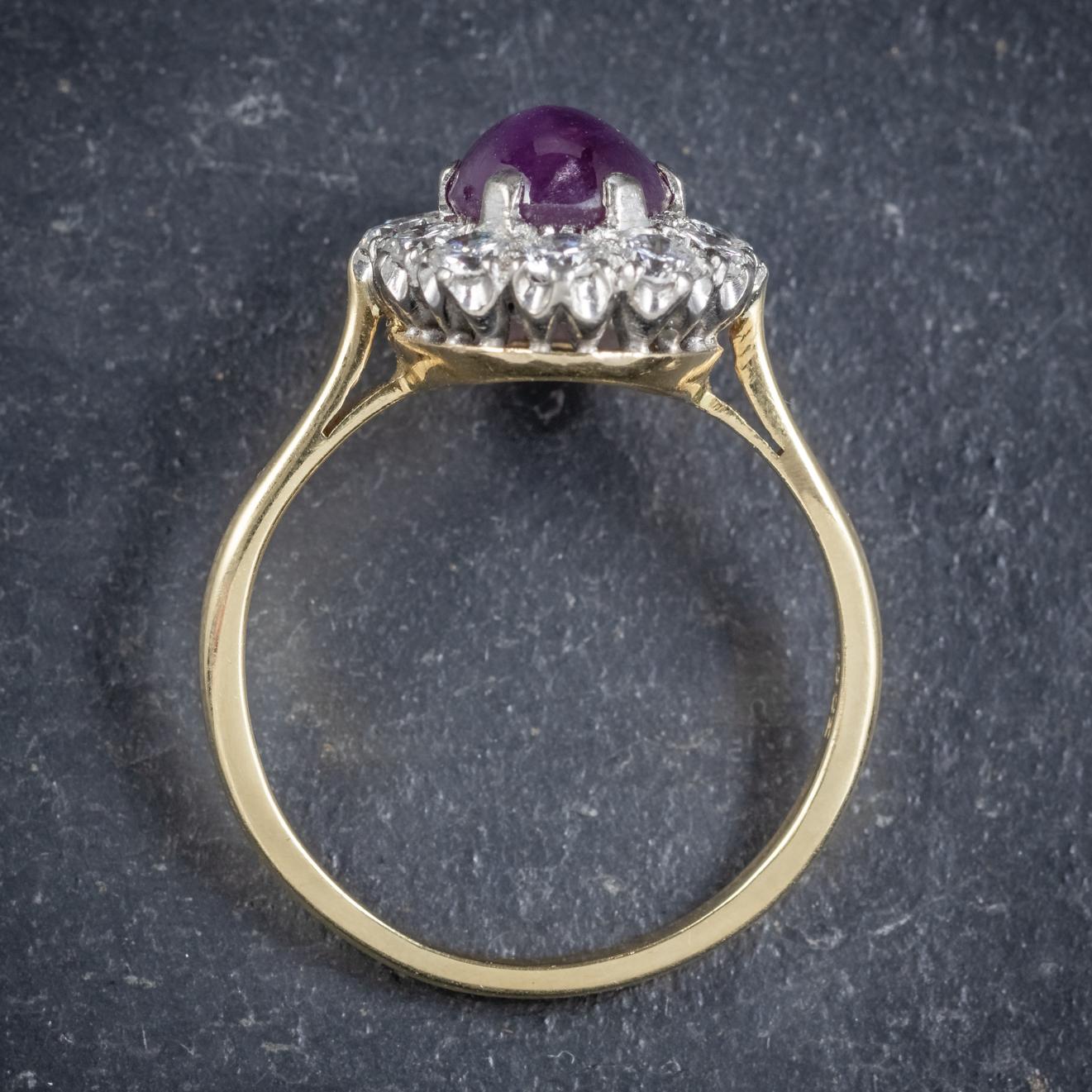 Antique Victorian Cabochon Star Ruby Diamond, circa 1900 Ring For Sale 3