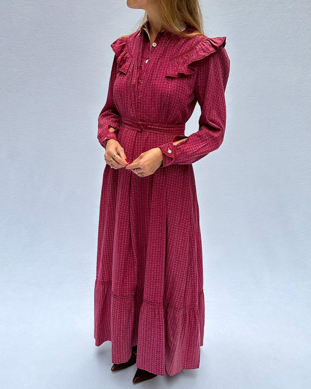 Antique Victorian Calico Dress In Fair Condition For Sale In New York, NY