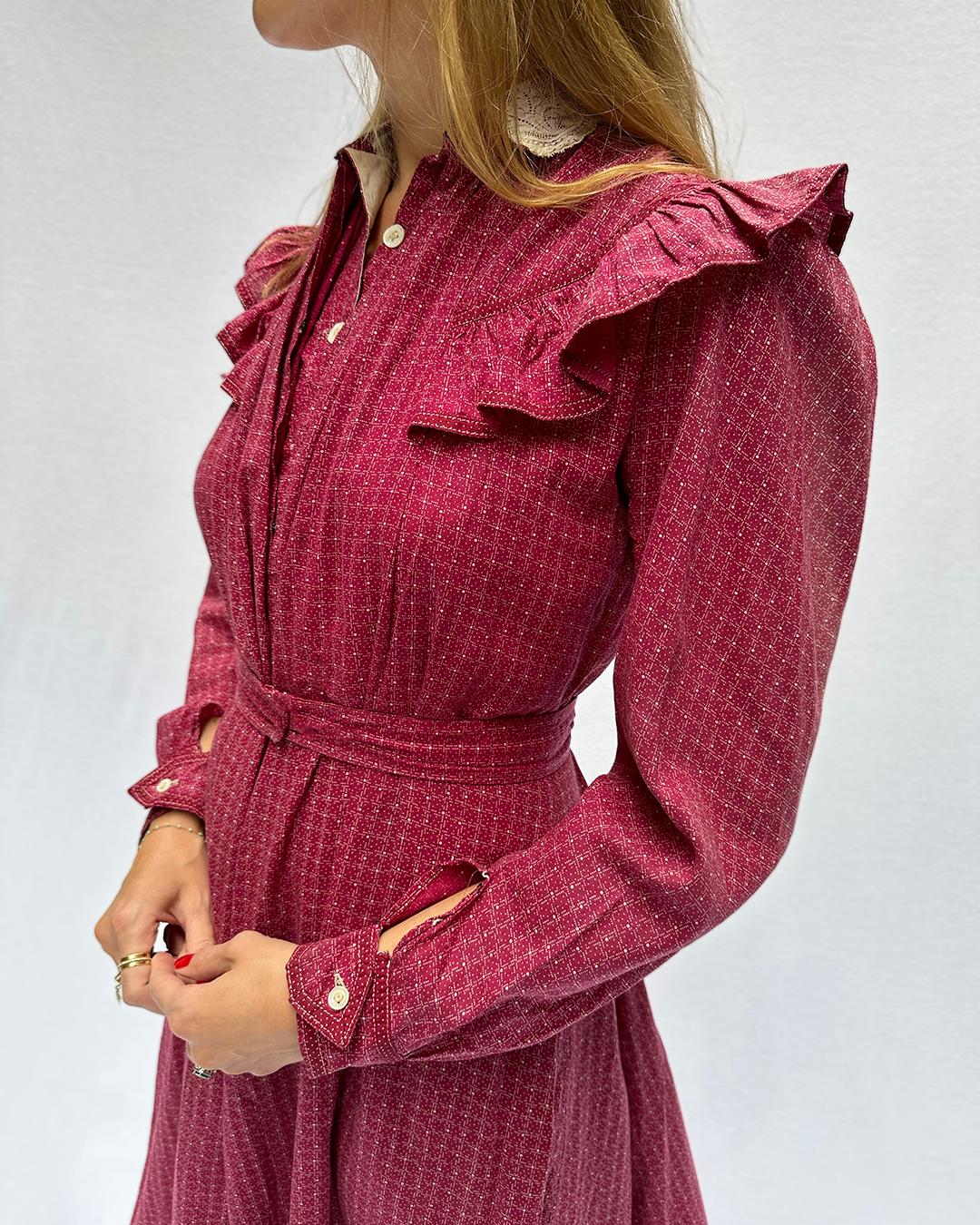 Women's or Men's Antique Victorian Calico Dress For Sale