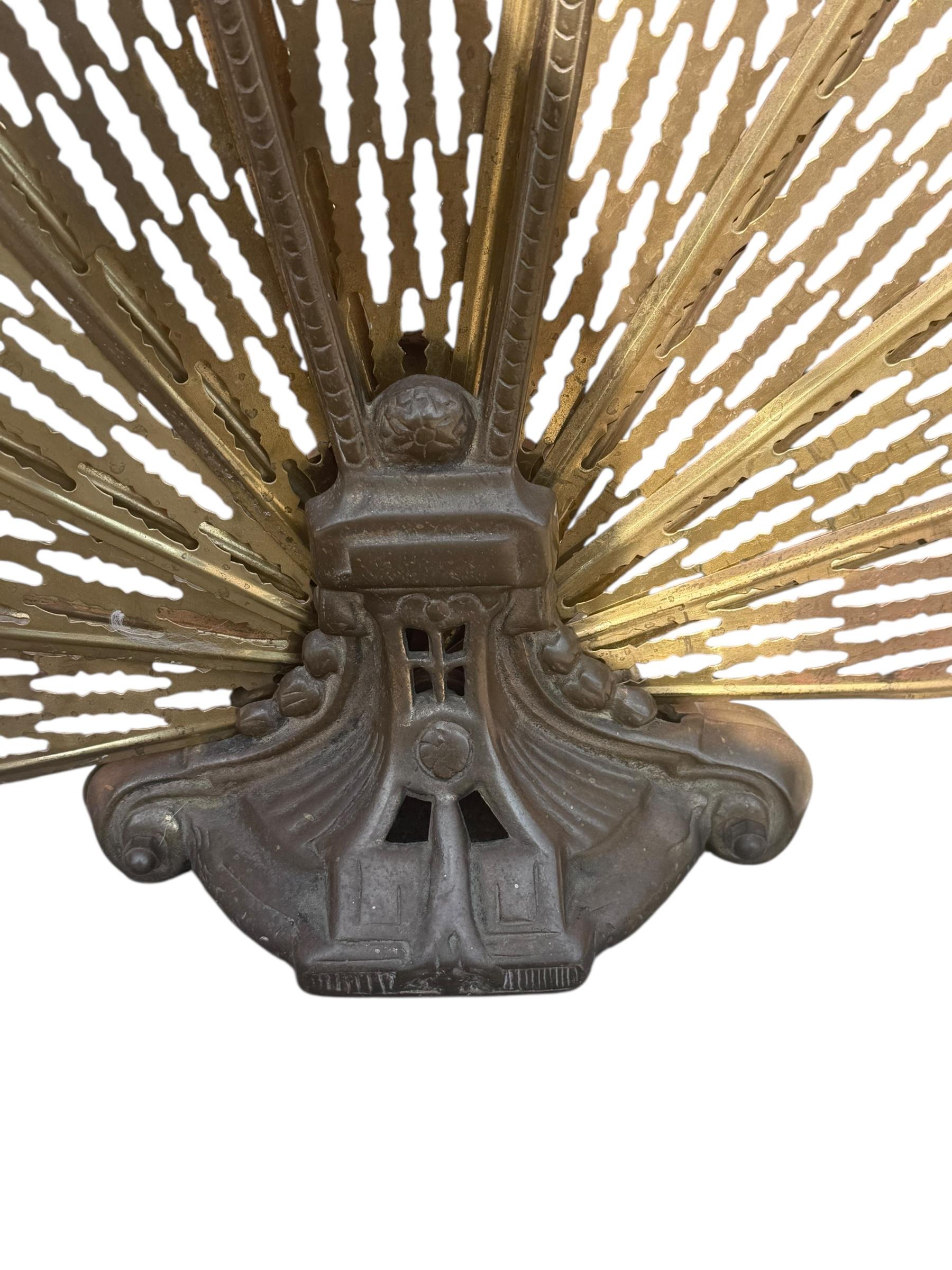 vintage fireplace screen peacock