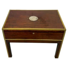 Antique Victorian Campaign Officer’s Brass Bound Mahogany Chest Coffee Table