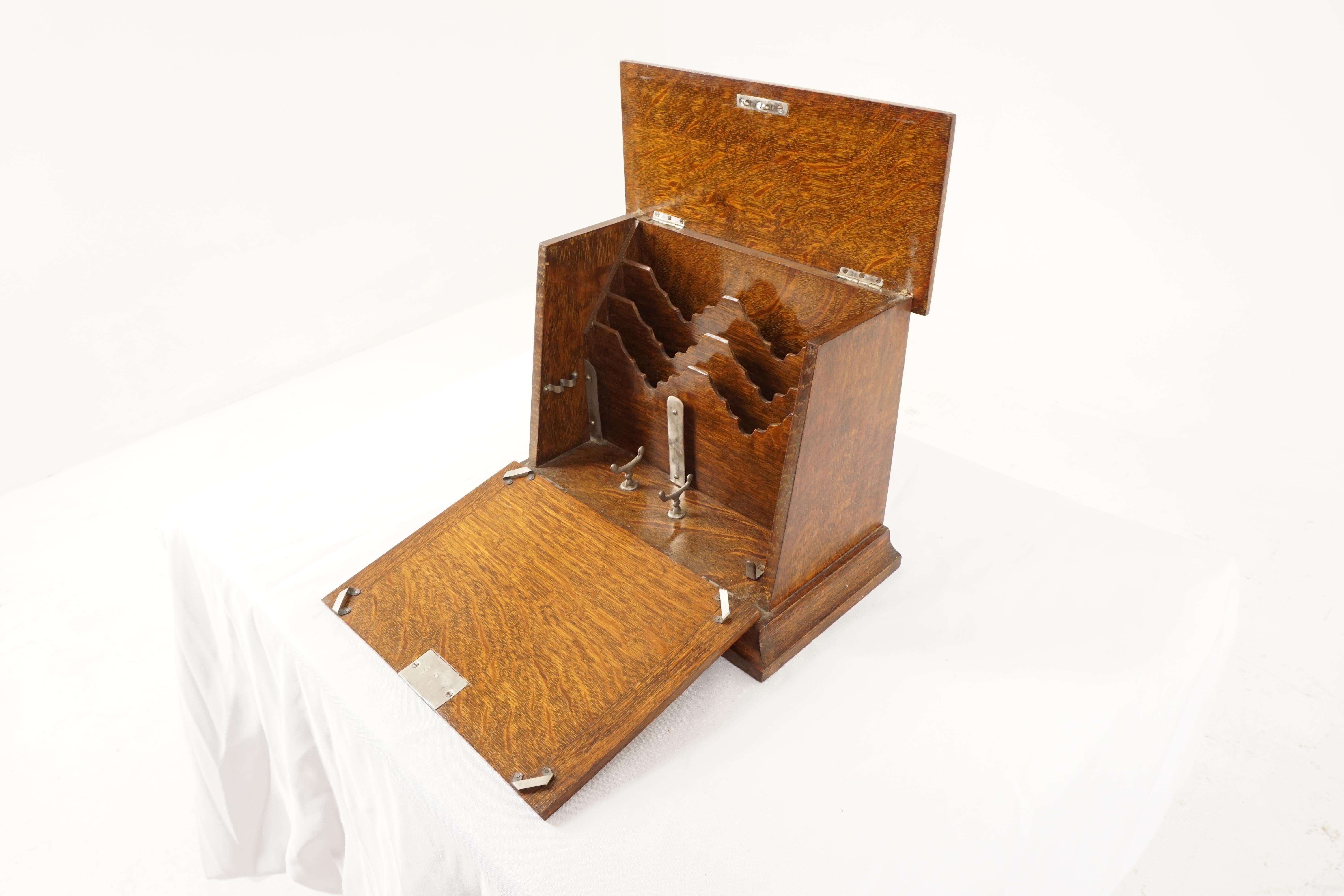 Scottish Antique Victorian Campaign Stationary Box, Fall Front, Scotland, 1890