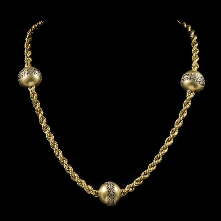 Antique Victorian Cannetille Ball Necklace 18ct Gilded Gold Chain ...