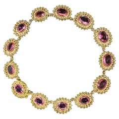 Antique Victorian Cannetille Pink Paste Collar Necklace, circa 1860