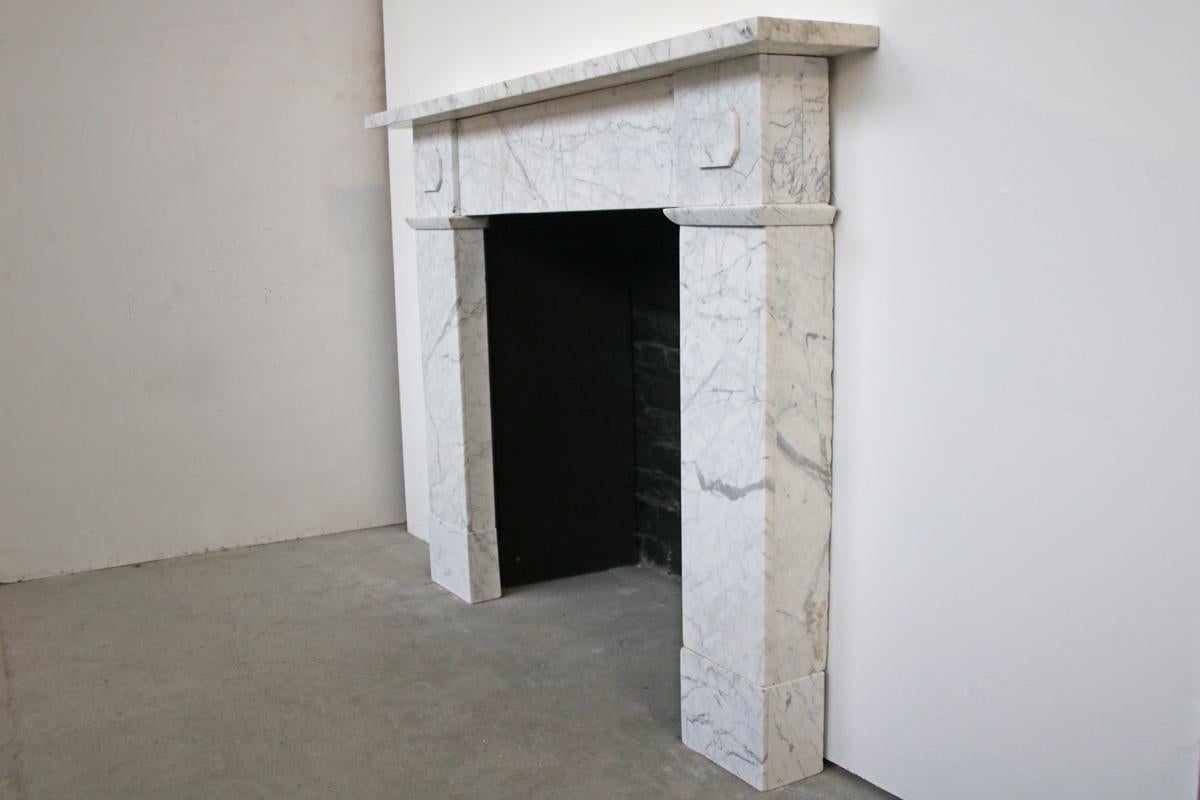English Antique Victorian Cararra Marble Fireplace Surround