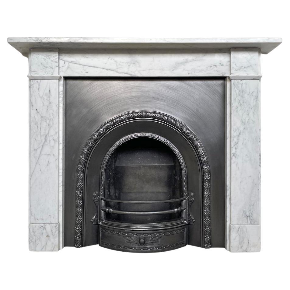 Antique Victorian Cararra Marble Fireplace Surround