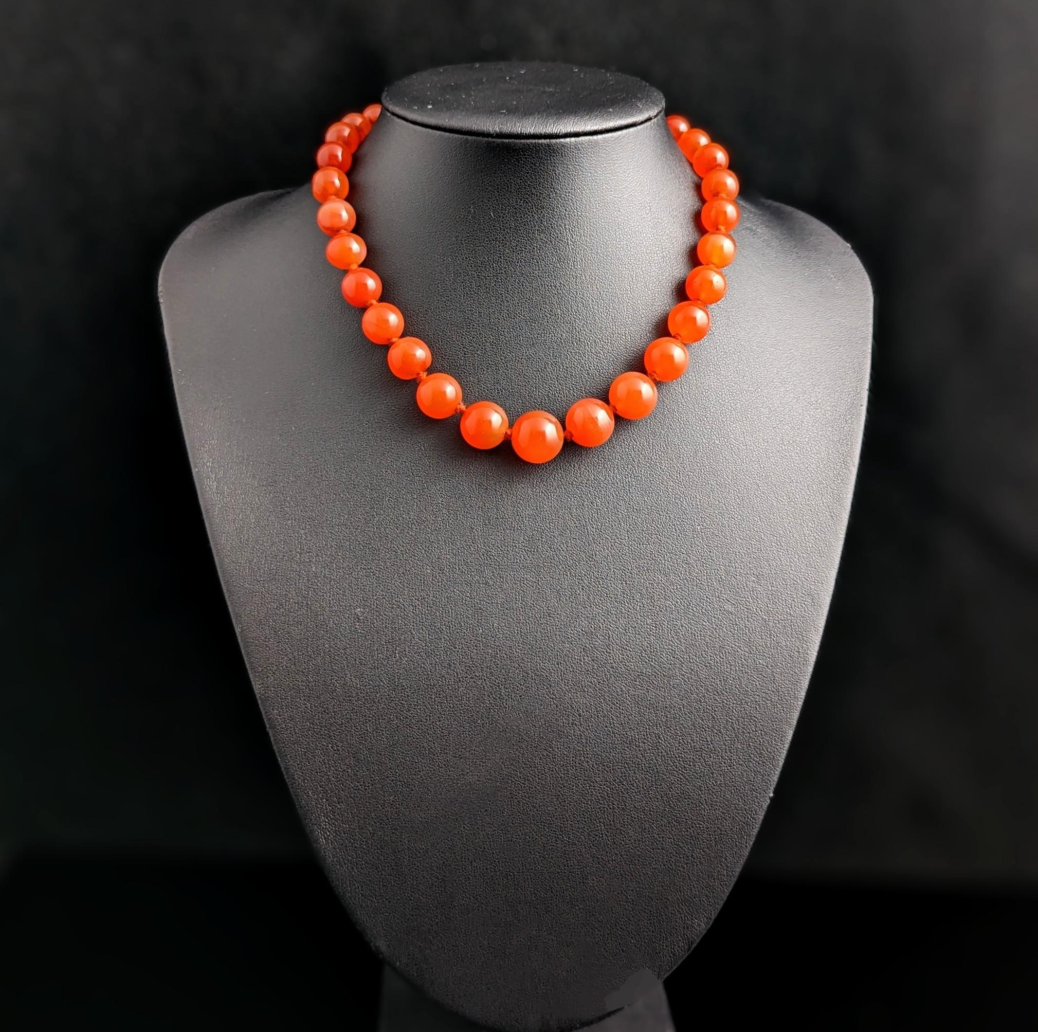 Antique Victorian Carnelian Bead Necklace, 9k Yellow Gold 7