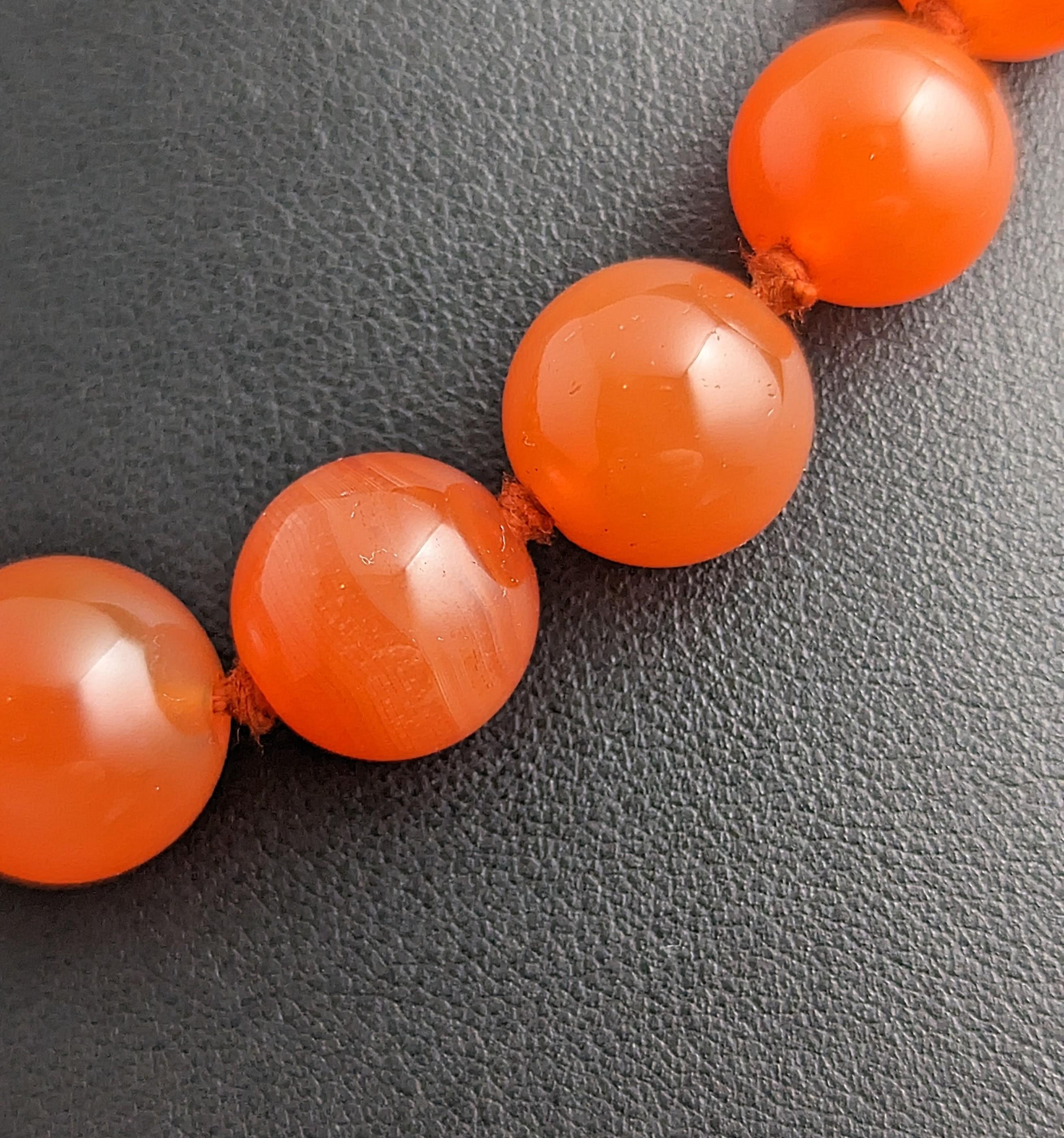 Antique Victorian Carnelian Bead Necklace, 9k Yellow Gold 8