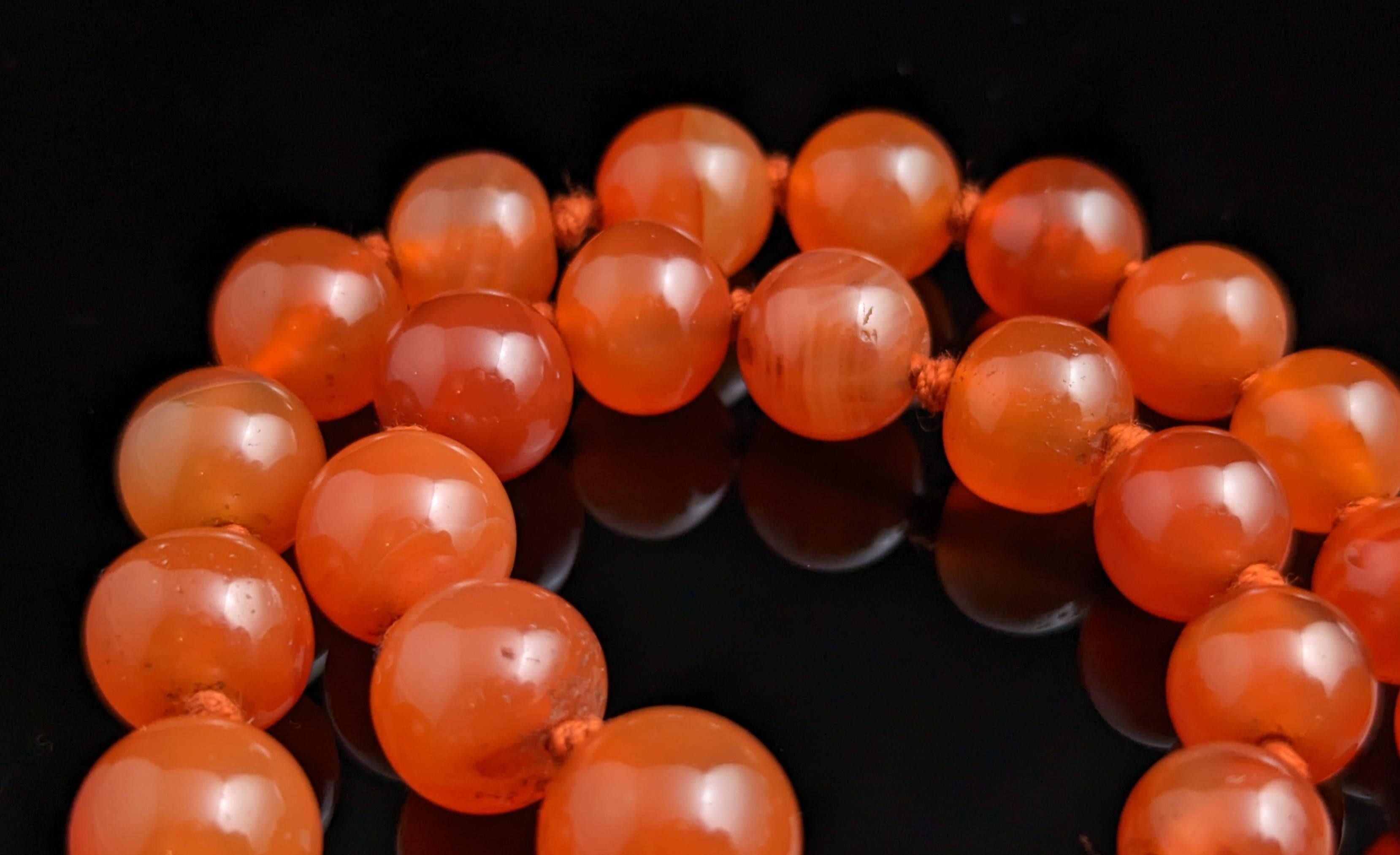 Antique Victorian Carnelian Bead Necklace, 9k Yellow Gold 1
