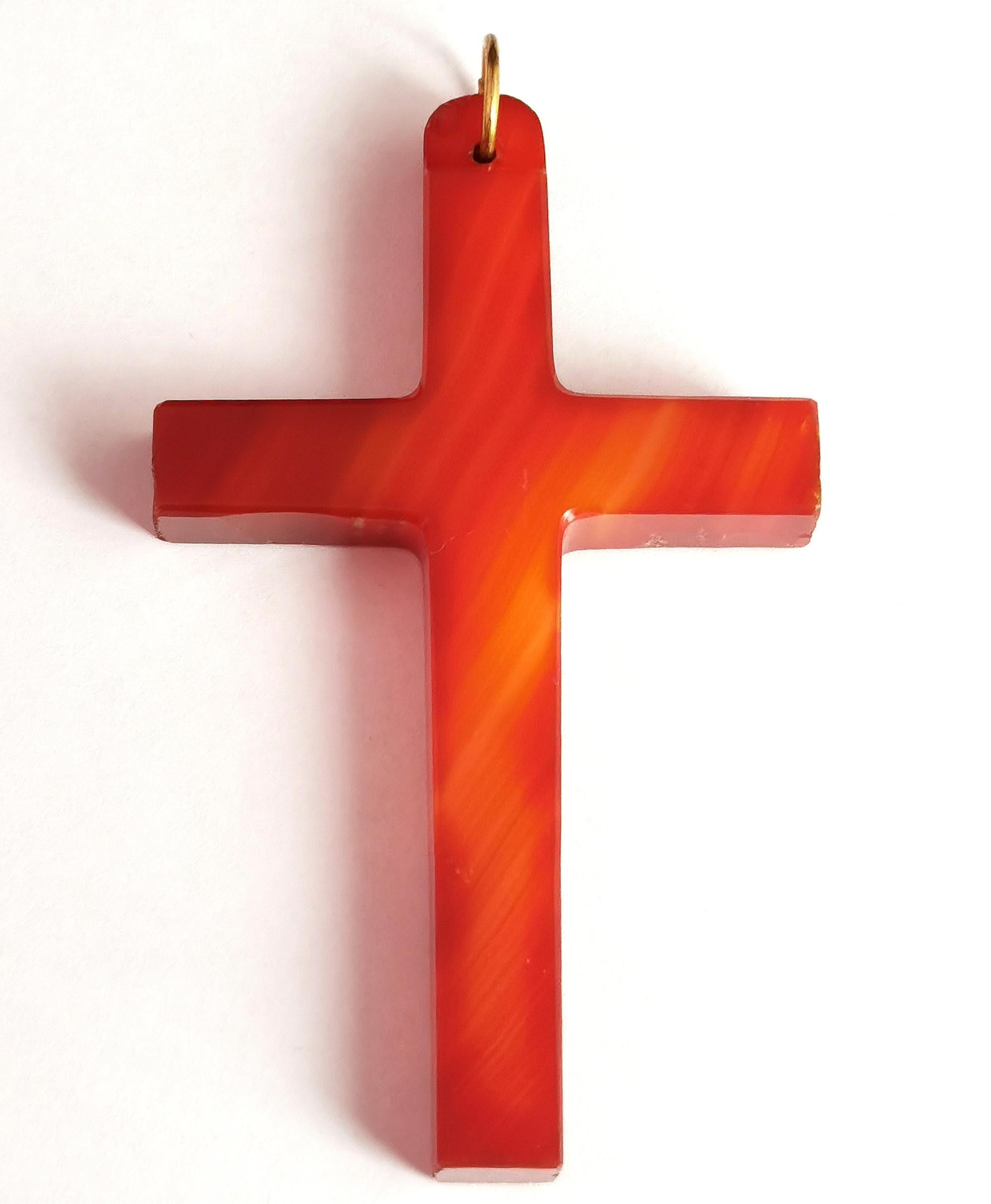 Antique Victorian Carnelian Cross pendant, Large 7