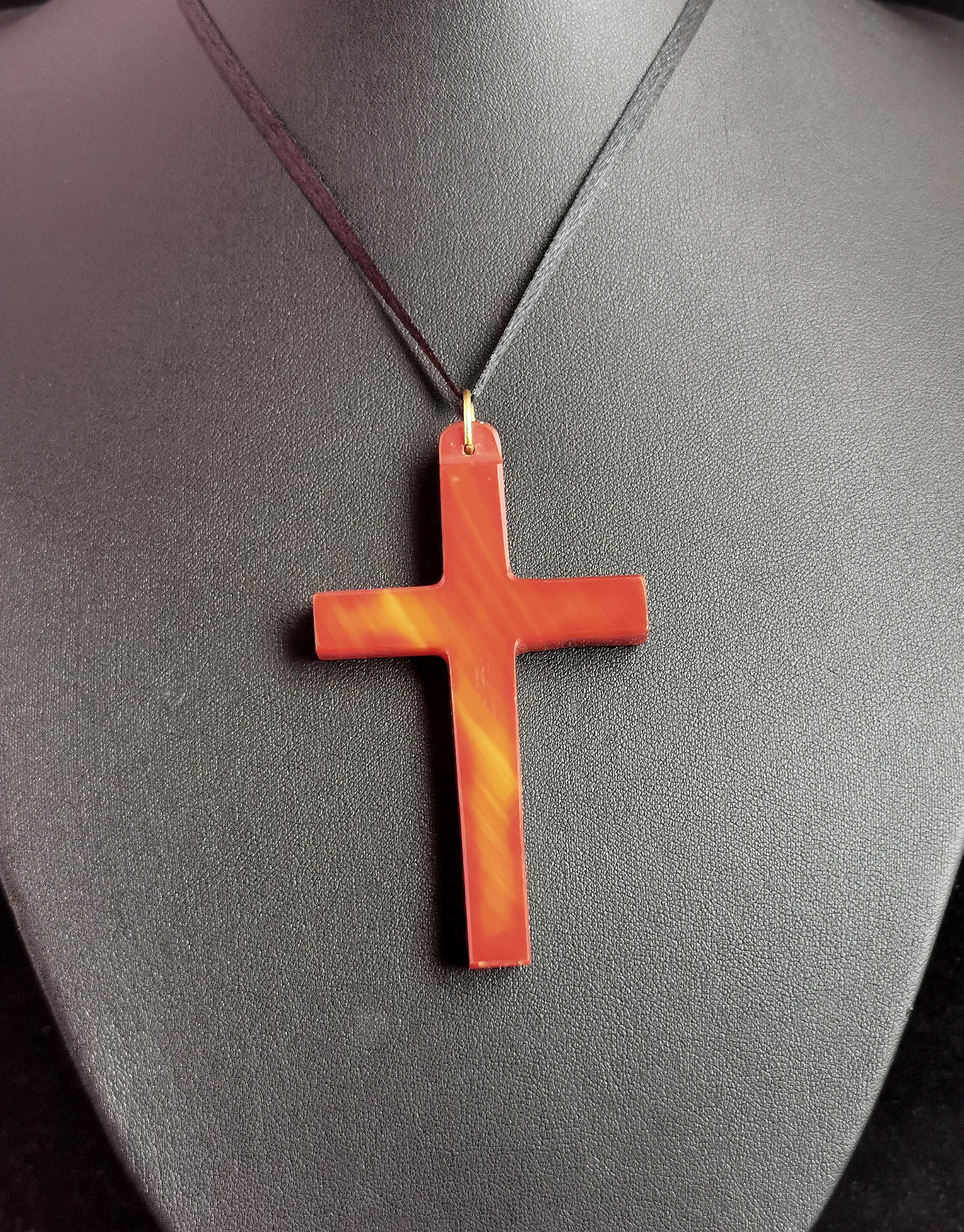 A gorgeous antique Carnelian Cross pendant.

This is a very large sized cross at 3.25