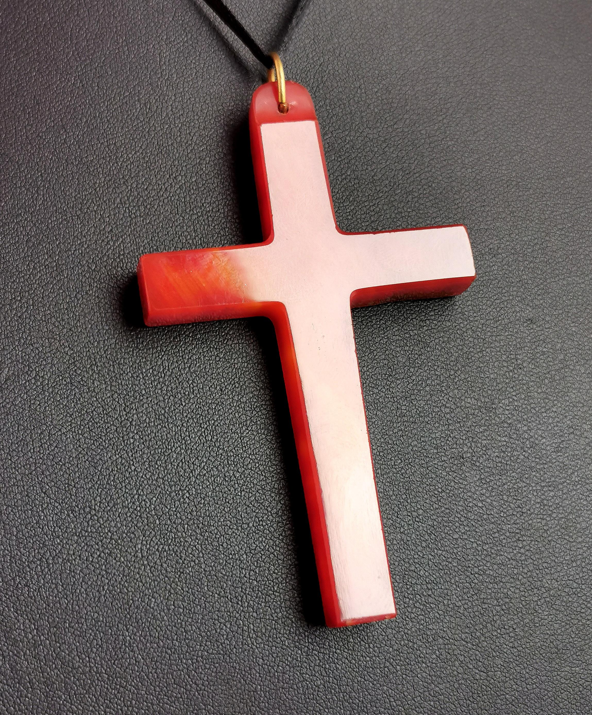 Antique Victorian Carnelian Cross pendant, Large 1