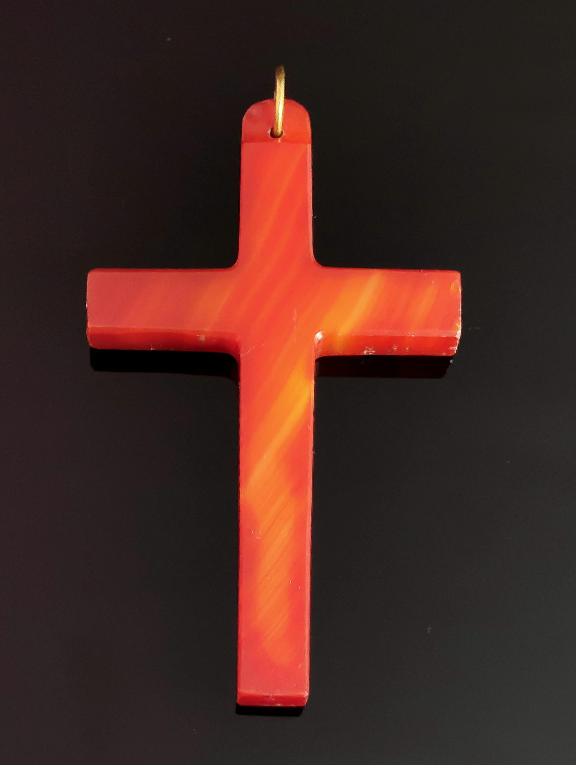 Antique Victorian Carnelian Cross pendant, Large 3